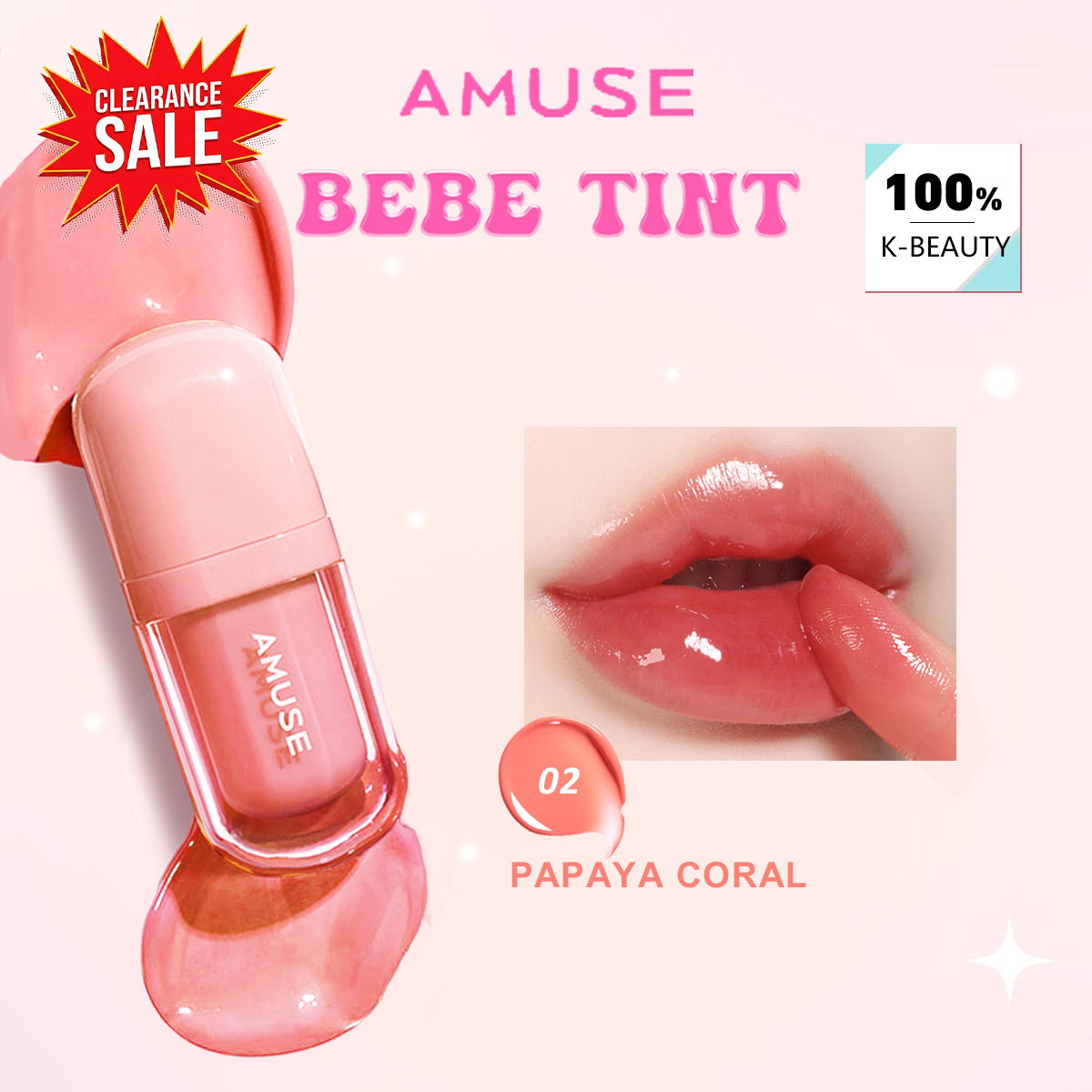 Lip Tint Korean - [ClearanceSale] AMUSE BEBE TINT 02 PAPAYA