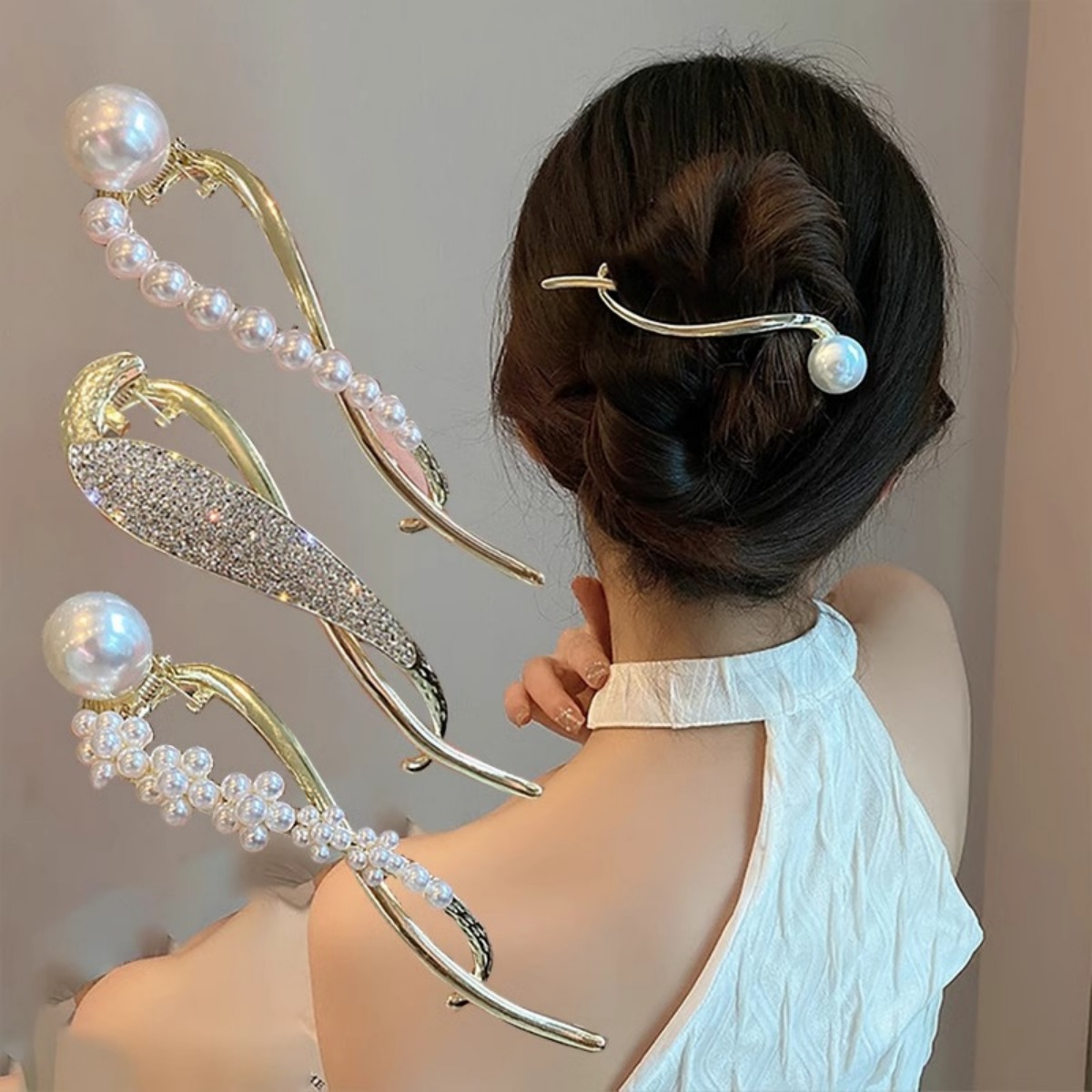 Elegant Glitter Pearl Hair Cli - Lifestyle Of Korean avaliação e preço