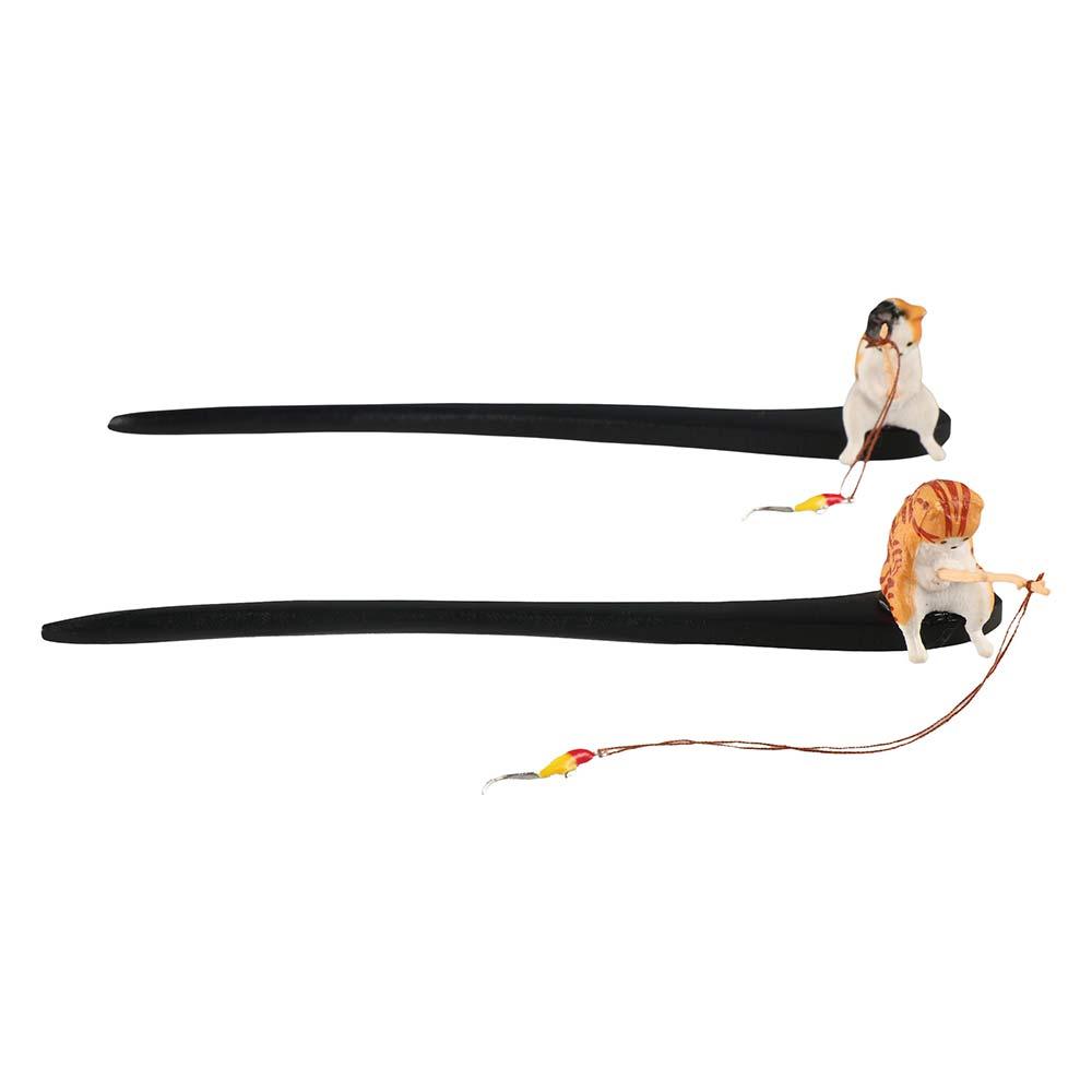 Cute Cat Fishing Wooden Hair S - Hanbok Hair Pin avaliação e preço