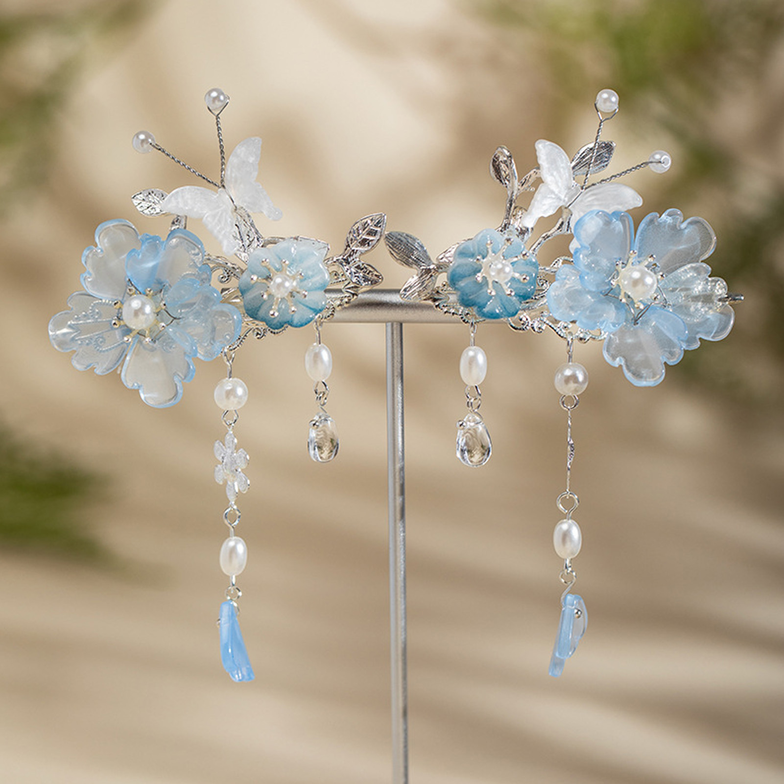 2pcs Romantic Blue Peony Hair  - Hanbok Hair Pin avaliação e preço