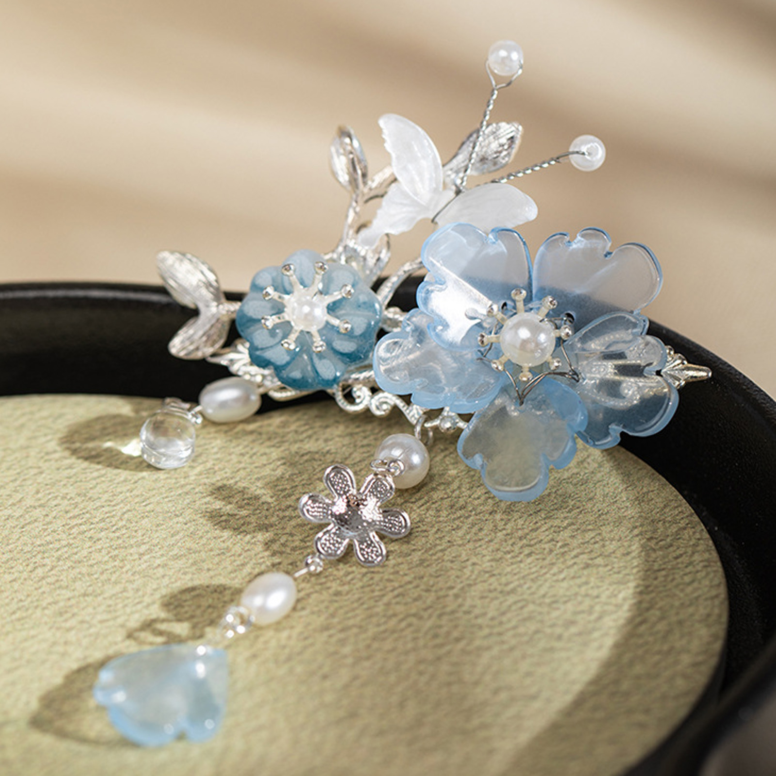 2pcs Romantic Blue Peony Hair  - Hanbok Hair Pin avaliação e preço