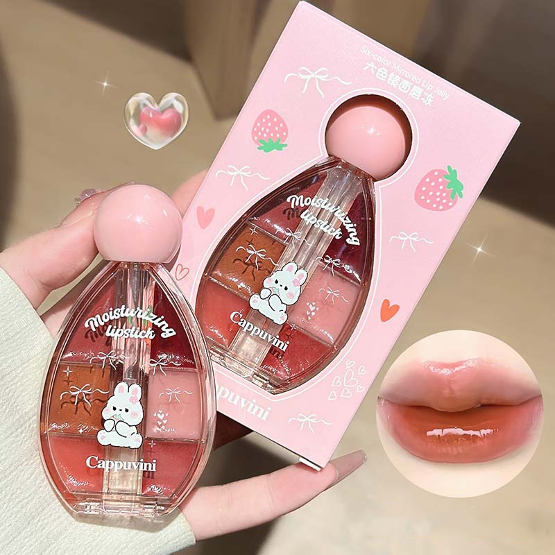 6 Color Mirror Lip Gloss Palet - Lip Tint Korean avaliação e preço