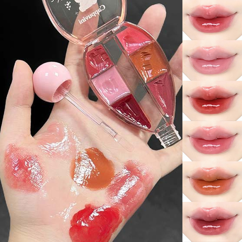 6 Color Mirror Lip Gloss Palet - Lip Tint Korean avaliação e preço