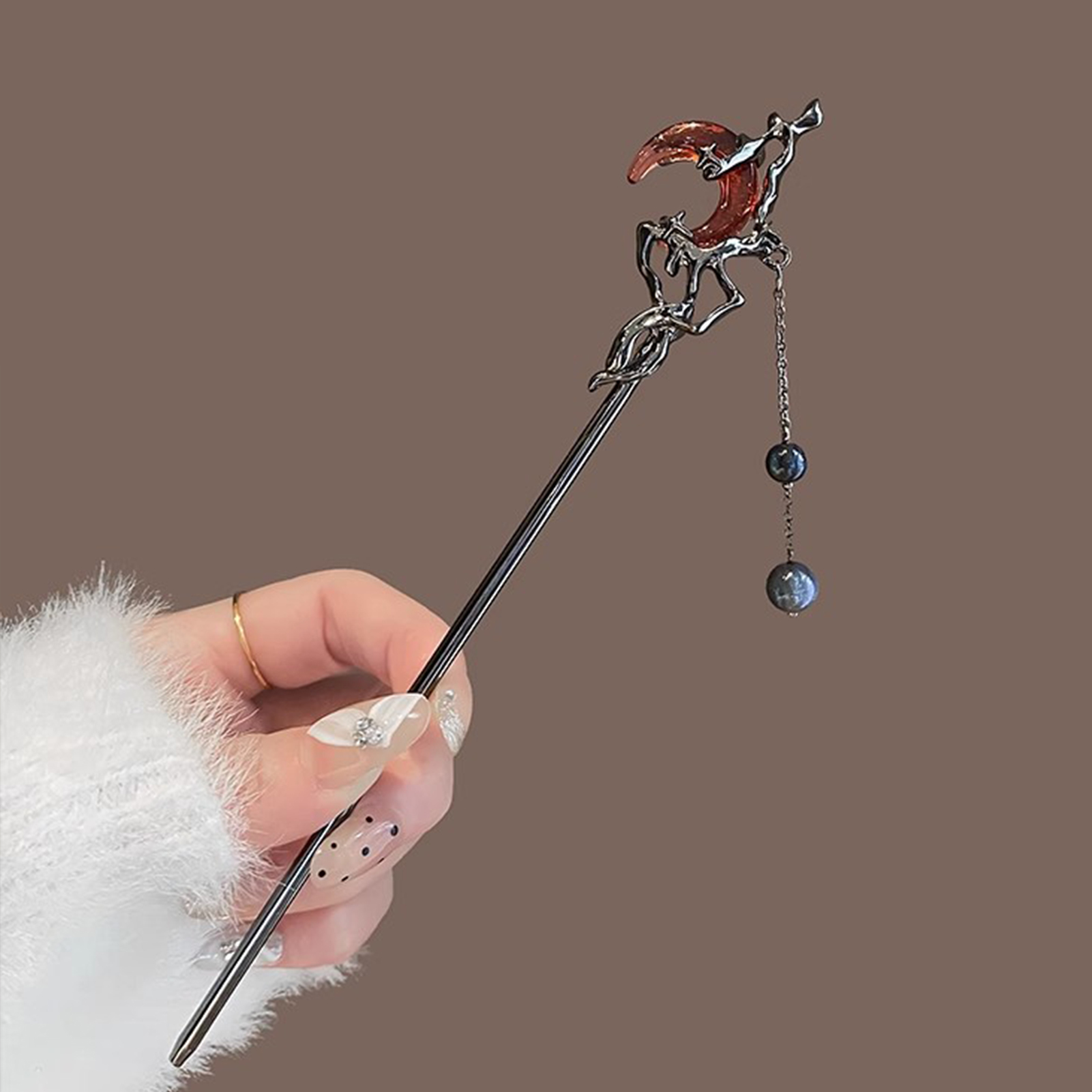 Red Moon Pendant Hair Stick Ch - Hanbok Hair Pin avaliação e preço