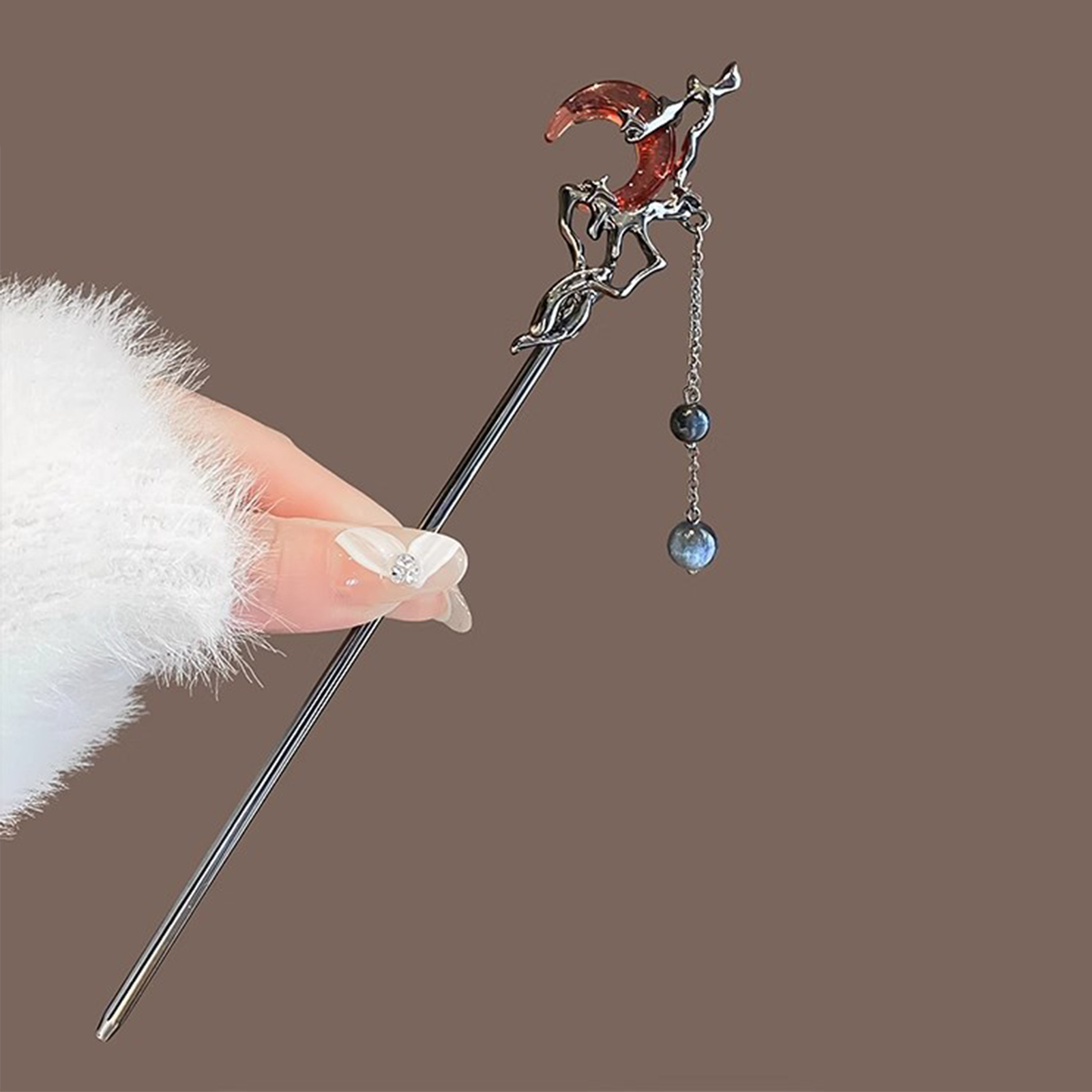 Red Moon Pendant Hair Stick Ch - Hanbok Hair Pin avaliação e preço