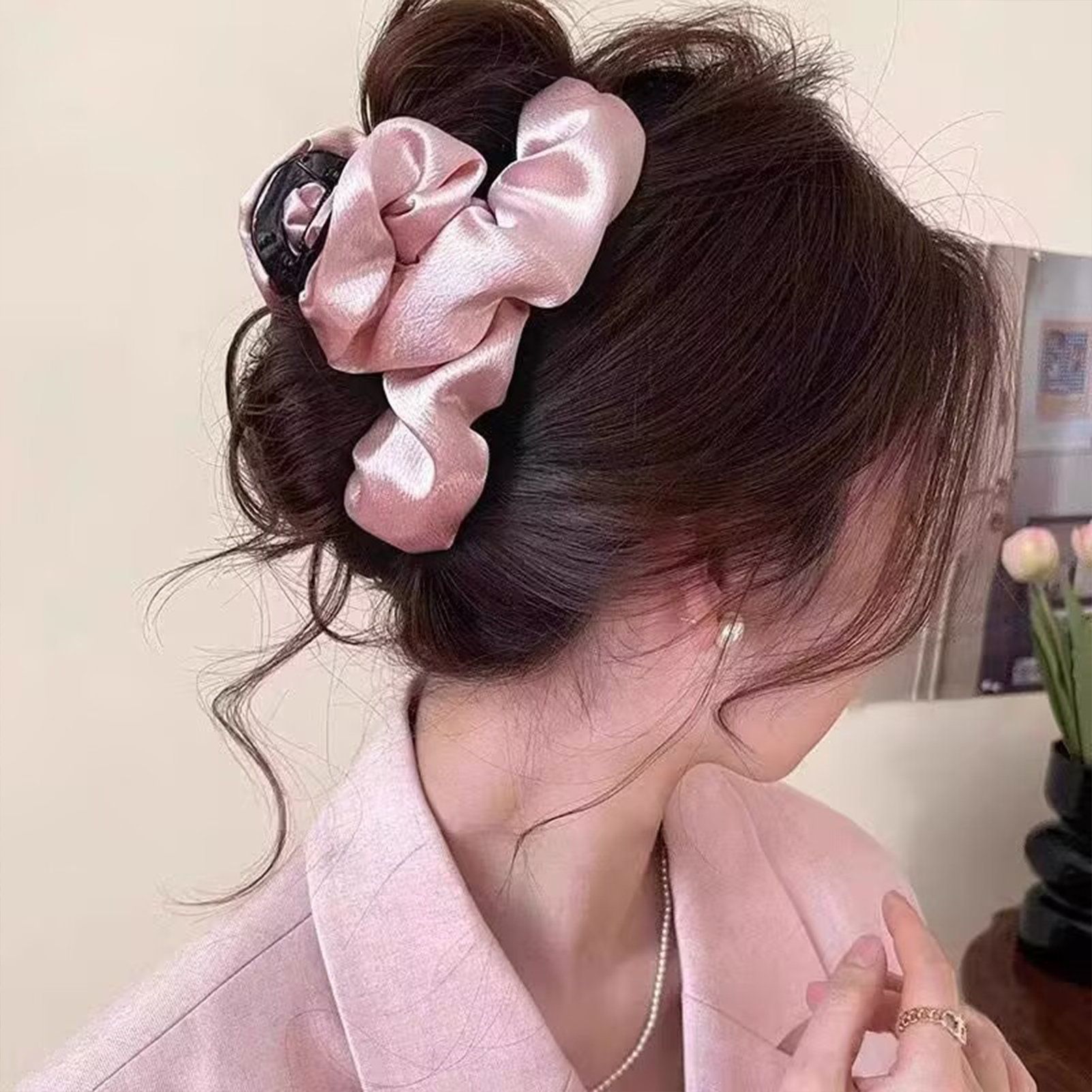 Large Satin Hair Claw Korean S - Korean Daily Lifestyle avaliação e preço