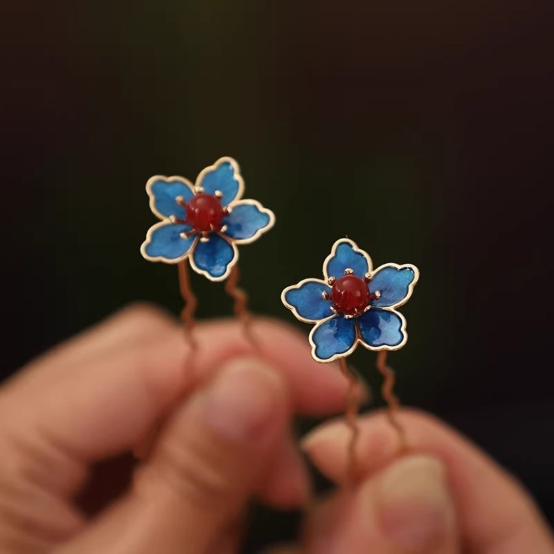 Blue Flower Ancient-Style Hanf - Hanbok Hair Pin avaliação e preço