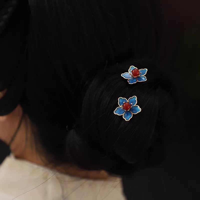 Blue Flower Ancient-Style Hanf - Hanbok Hair Pin avaliação e preço