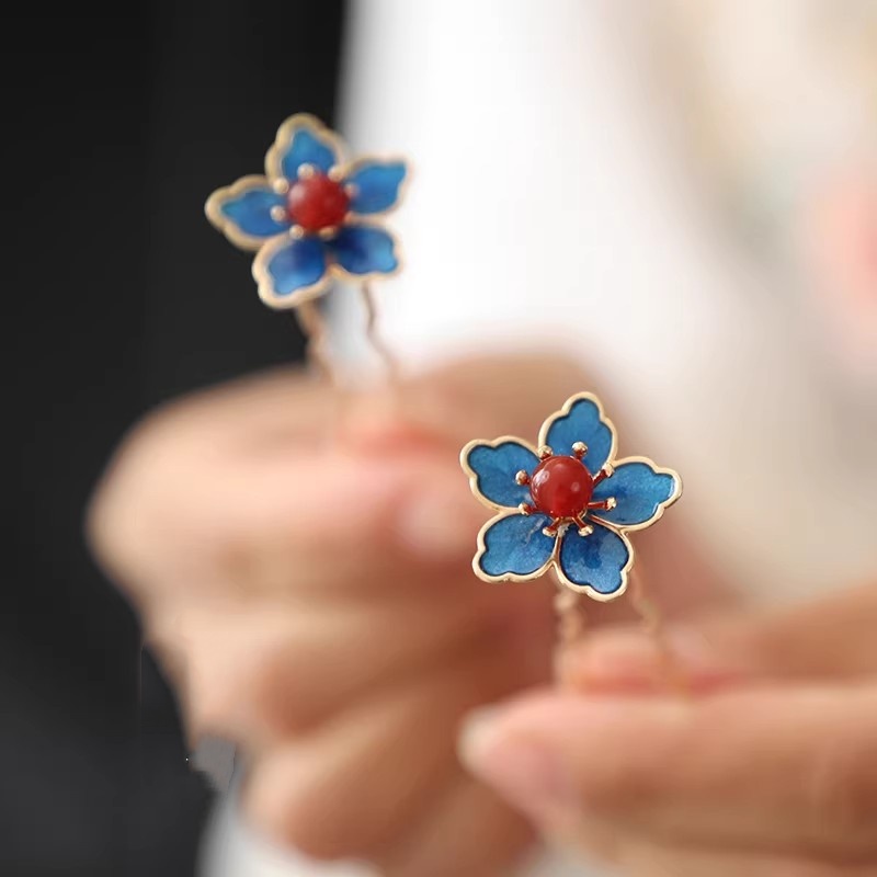 Blue Flower Ancient-Style Hanf - Hanbok Hair Pin avaliação e preço