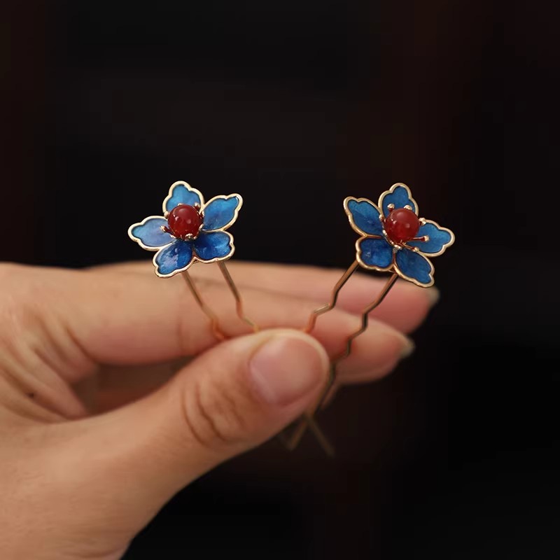 Blue Flower Ancient-Style Hanf - Hanbok Hair Pin avaliação e preço