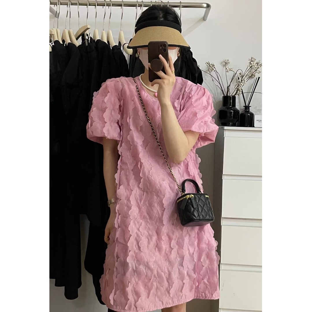 Floral Bubble Sleeve Dress Kor - Lifestyle Of Korean avaliação e preço