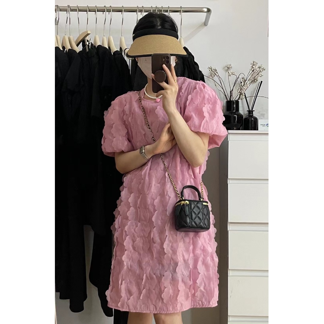 Floral Bubble Sleeve Dress Kor - Lifestyle Of Korean avaliação e preço