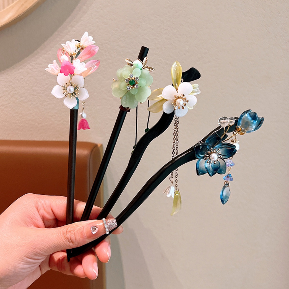 Exquisite Flower Tassel Wooden - Hanbok Hair Pin avaliação e preço