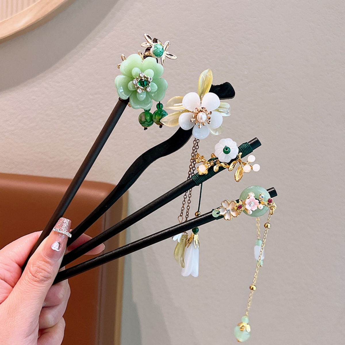 Exquisite Flower Tassel Wooden - Hanbok Hair Pin avaliação e preço