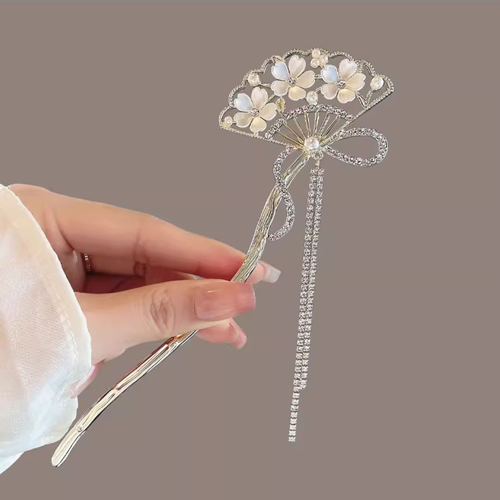 Vintage Flower Fan Shaped Hair - Hanbok Hair Pin avaliação e preço